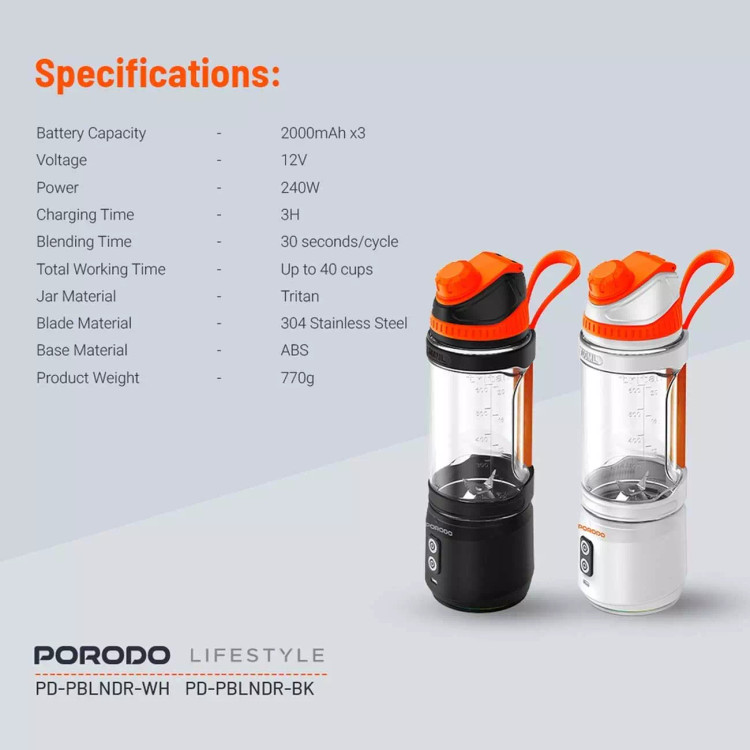 شیکر پرودو مدل PD-PBLNDR گنجایش 0.7 لیتر/ مشکی