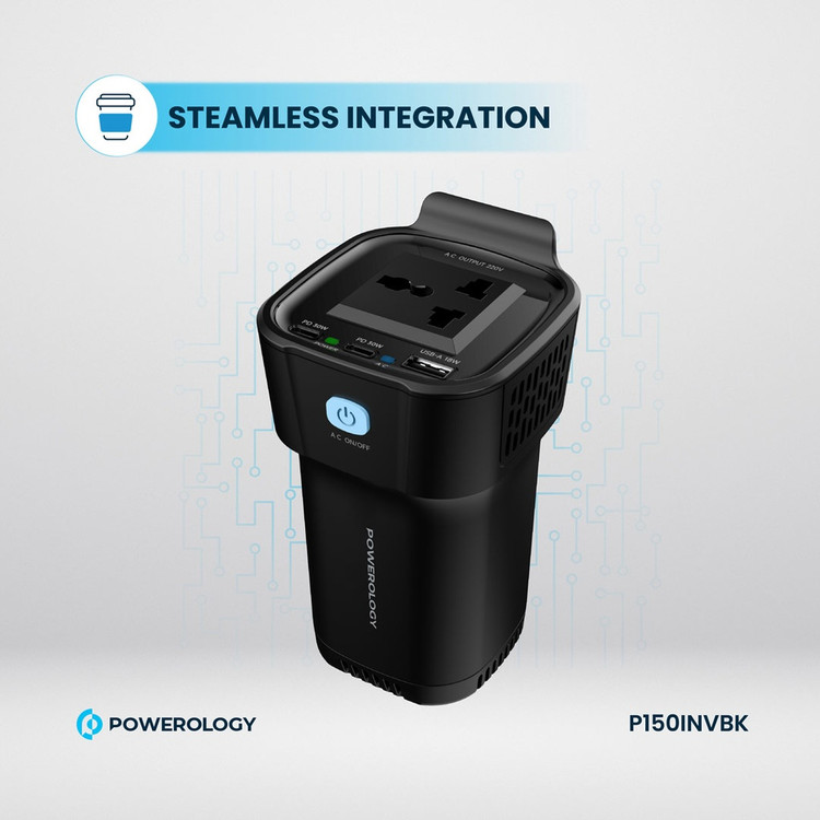 مبدل برق خودرو پاورولوجی مدل POWER INVERTER 150W P150INVBK