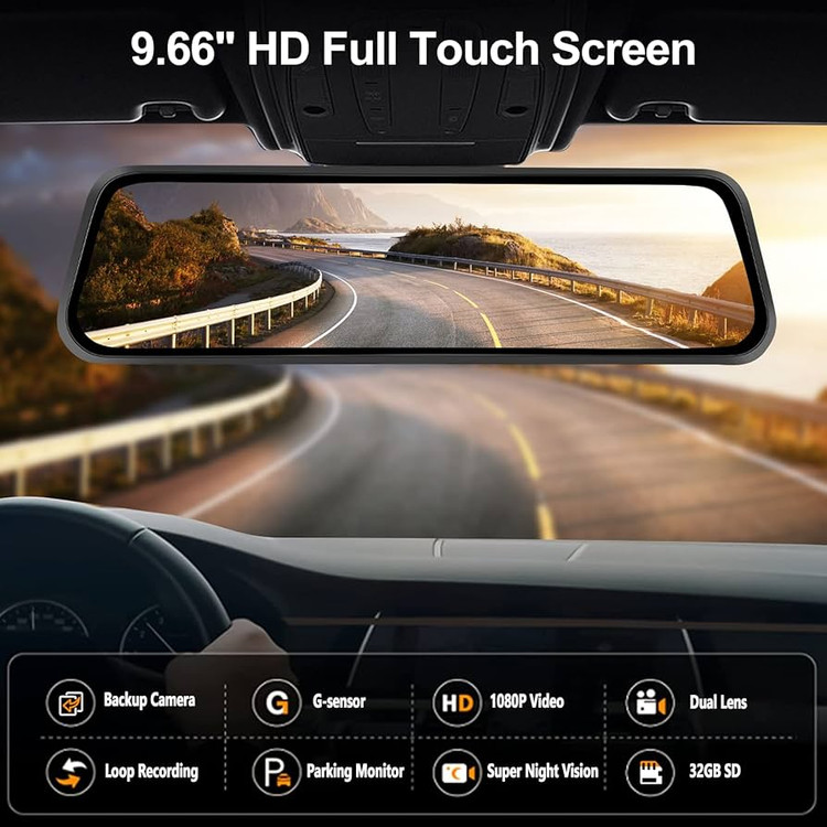 دوربین ثبت وقایع خودرو مدل آینه ای تمام لمسی CAR PLYE WIFI 4K