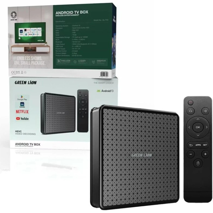 اندرویدباکس گرین لاین مدل 4K - 16GB GL-TV5 با گارانتی 6 ماهه