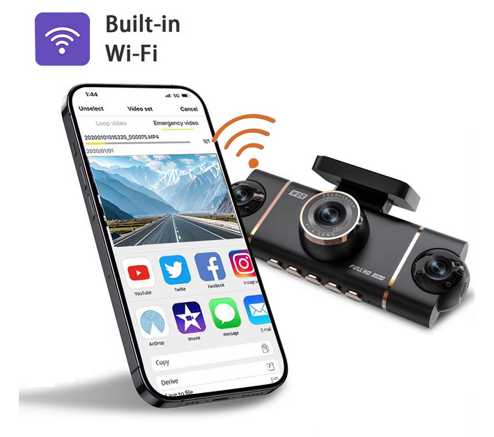 دوربین ثبت وقایع خودرو مدل چهار دوربینه D65 WIFI