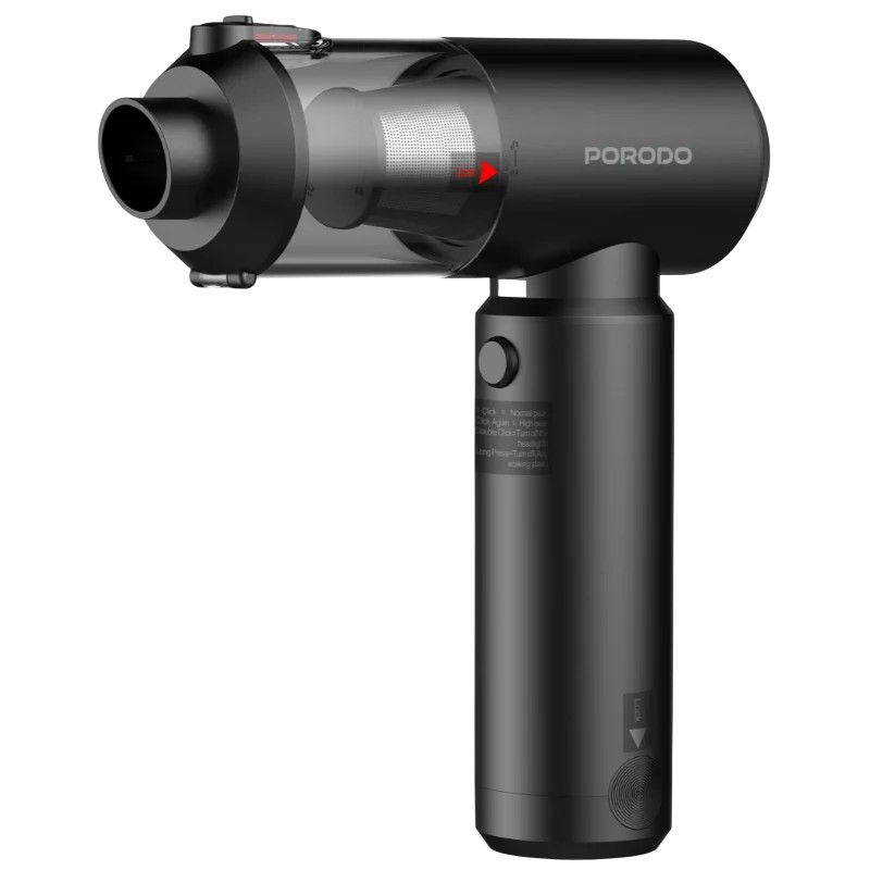 دمنده و مکنده شارژی پرودو مدل Tornado Pro PDM8DGY با موتور براش‌لس 90,000 دور در دقیقه، مکش 22,000 پاسکال، توان 140 وات، سه سطح تنظیم قدرت و باتری 8000 میلی‌آمپرساعت