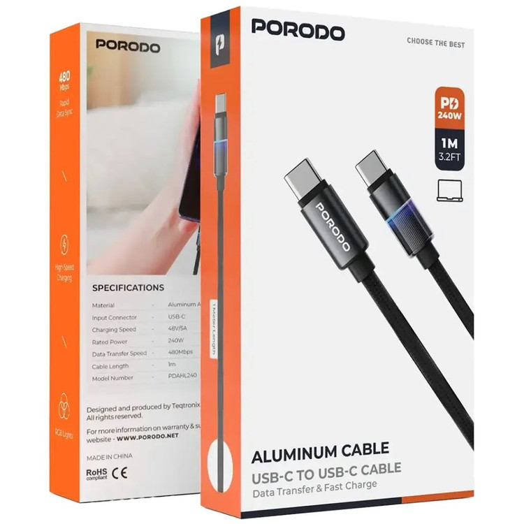 کابل USB-C پرودو مدل PDAHL240BK طول 1 متر
